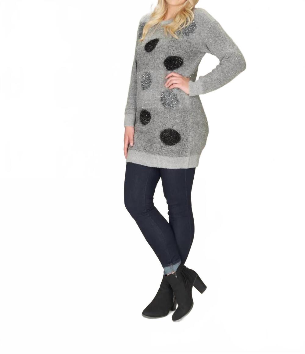 NEW PAPILLON lurex polka dot oversize sweater in grey